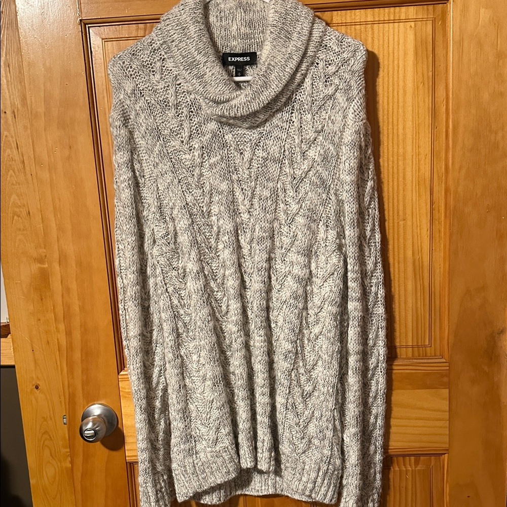 Express Heather Gray Cowl Neck Sweater
